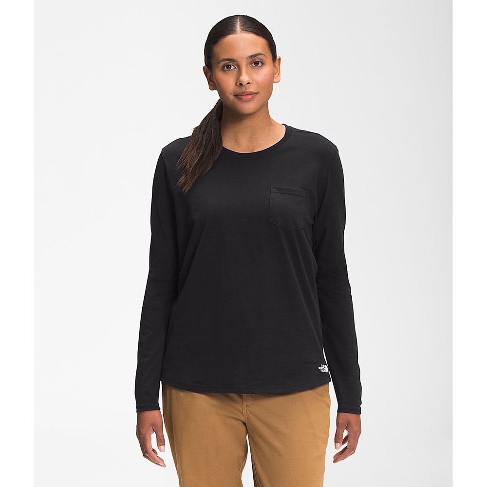 The North Face Long Sleeve Womens Australia - The North Face Long Sleeve Woodmont Pocket Black (LZO-